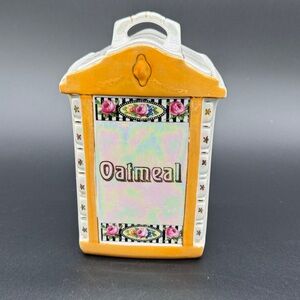 Vintage 1930 MEPOCO WARE Lusterware Oatmeal Canister Made in Germany